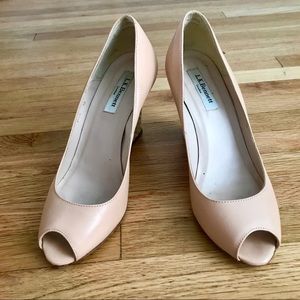 L.K. Bennett Estela Peep Toe Wedge Pump